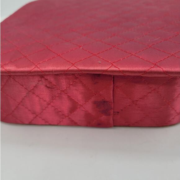 Vintage 50s Cochette Pink Fuchsia‎ Quilted Gloves Hanky Accessories Trinket Box - Picture 9 of 14